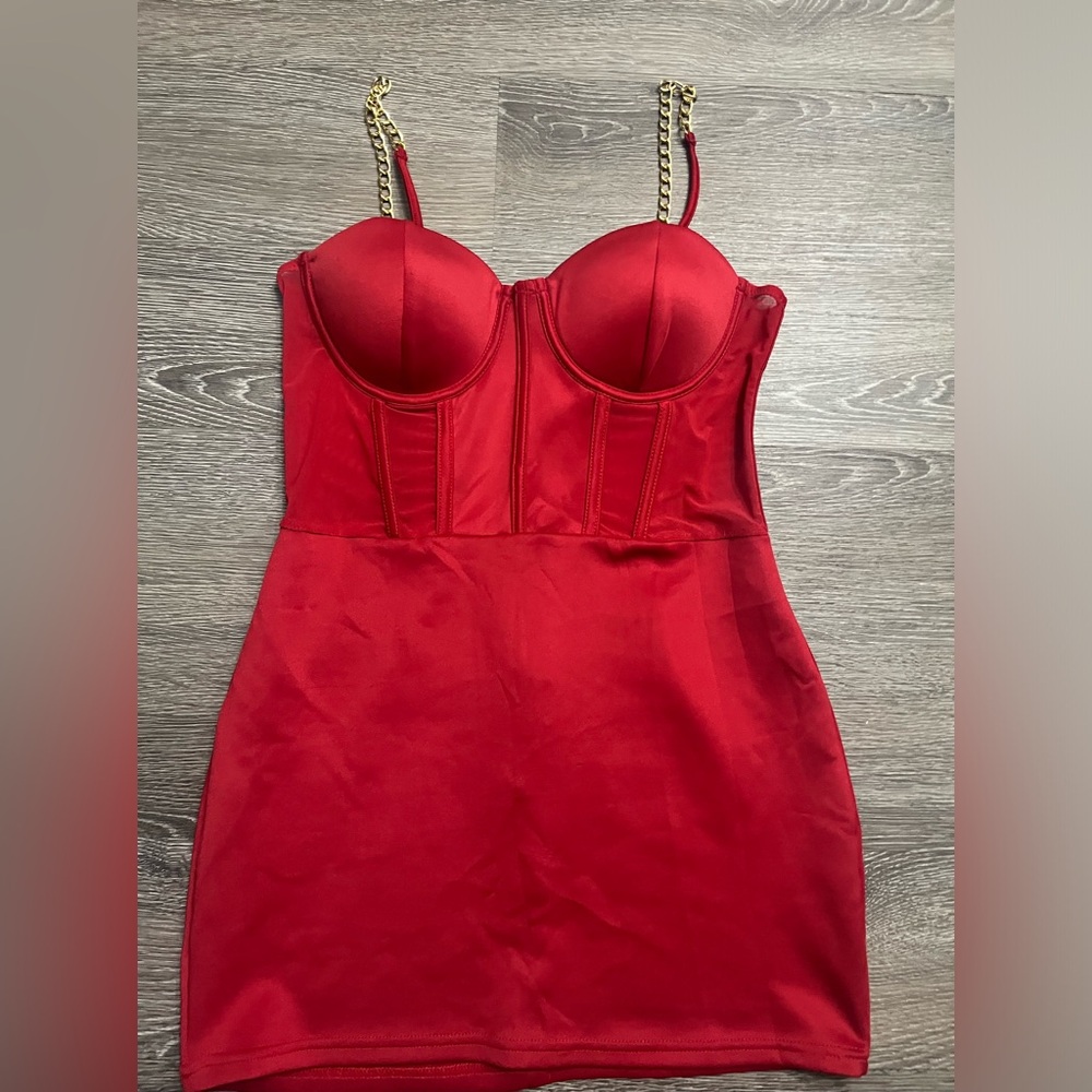 Say what? Red Mini Corset Dress M
